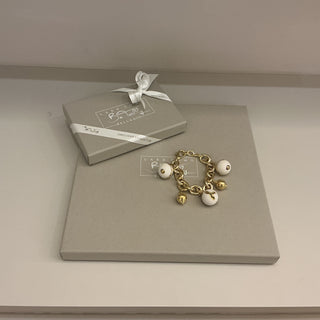 Bracciale perle bianche e oro