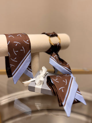 Bracciale Fascia in Seta Cioccolato - Azzurro
